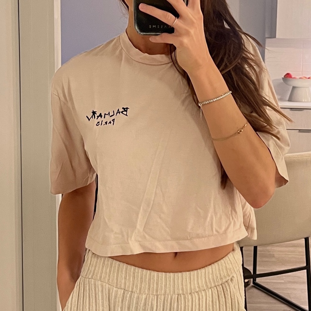 Balmain Light Pink Graphic T-Shirt